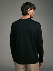 Navy/White/Black/Stone Long Sleeve 100% Cotton T-Shirts 4 Pack - Image 11 of 14