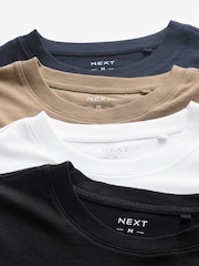 Navy/White/Black/Stone Long Sleeve 100% Cotton T-Shirts 4 Pack - Image 13 of 14
