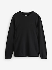 Navy/White/Black/Stone Long Sleeve 100% Cotton T-Shirts 4 Pack - Image 3 of 14