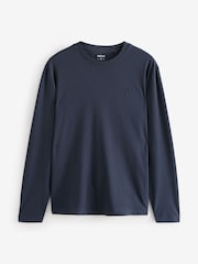 Navy/White/Black/Stone Long Sleeve 100% Cotton T-Shirts 4 Pack - Image 4 of 14
