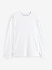 Navy/White/Black/Stone Long Sleeve 100% Cotton T-Shirts 4 Pack - Image 5 of 14