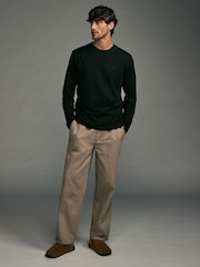 Navy/White/Black/Stone Long Sleeve 100% Cotton T-Shirts 4 Pack - Image 7 of 14