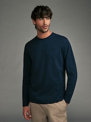 Navy/White/Black/Stone Long Sleeve 100% Cotton T-Shirts 4 Pack - Image 9 of 14