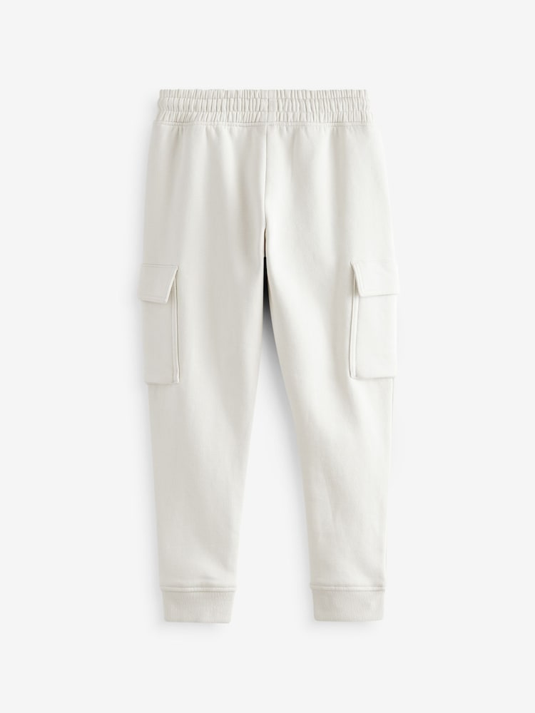 Ecru White Slim Fit Cargo Cotton-Rich Joggers (3-16yrs) - Image 2 of 4 Ecru White Slim Fit Cargo Cotton-Rich Joggers (3-16yrs) - Image 2 of 4