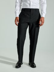 Black Straight Fit Glitter Stripe Tuxedo Suit Trousers - Image 1 of 6
