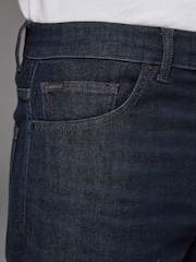 Blue Indigo Rinse Slim Fit Vintage Wash Denim Jeans - Image 7 of 11