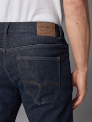 Blue Indigo Rinse Slim Fit Vintage Wash Denim Jeans - Image 8 of 11