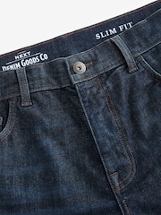 Blue Indigo Rinse Slim Fit Vintage Wash Denim Jeans - Image 9 of 11