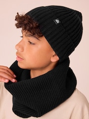 Black Knitted Beanie Hat (1-16yrs) - Image 1 of 3