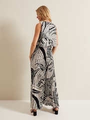 Phase Eight Black Abstract Saskia Pleated Jumpsuit - Image 4 of 8
