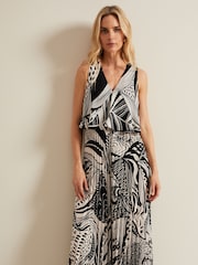 Phase Eight Black Abstract Saskia Pleated Jumpsuit - Image 5 of 8