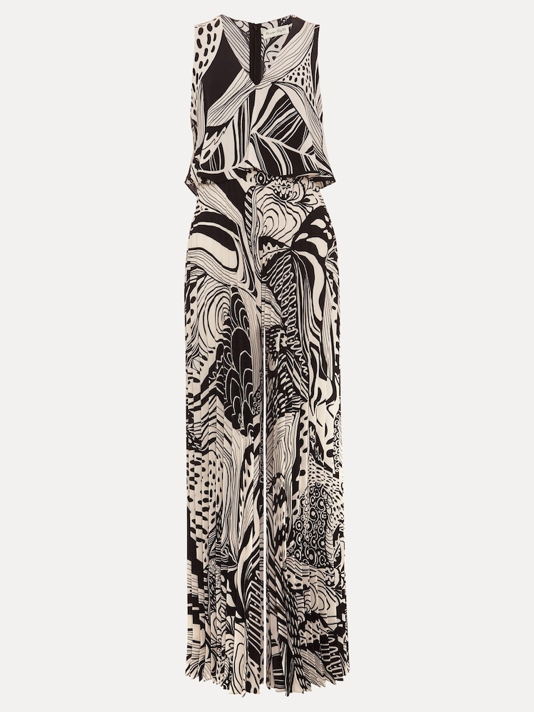 Phase Eight Black Abstract Saskia Pleated Jumpsuit - Image 8 of 8