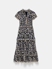 Mint Velvet Blue Navy 100% Cotton Floral Print Maxi Dress - Image 3 of 4