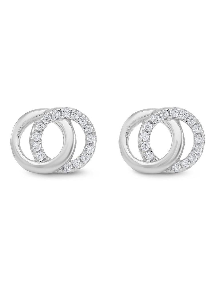 Beaverbrooks Sterling Silver Cubic Zirconia Double Circle Stud Earrings - Image 1 of 4