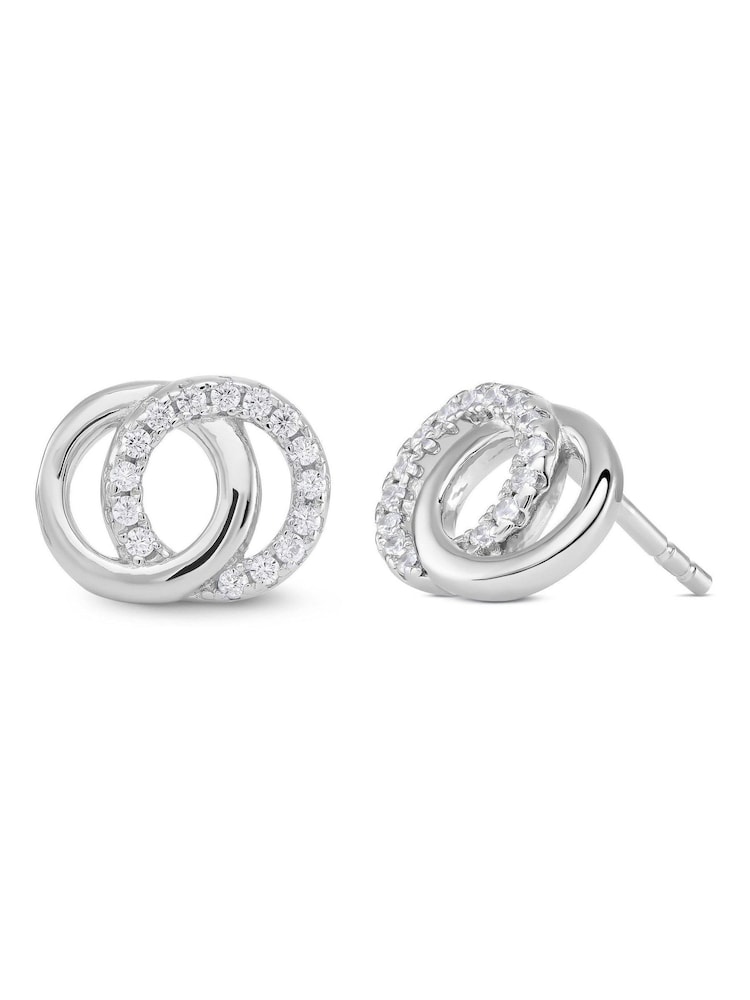 Beaverbrooks Sterling Silver Cubic Zirconia Double Circle Stud Earrings - Image 2 of 4