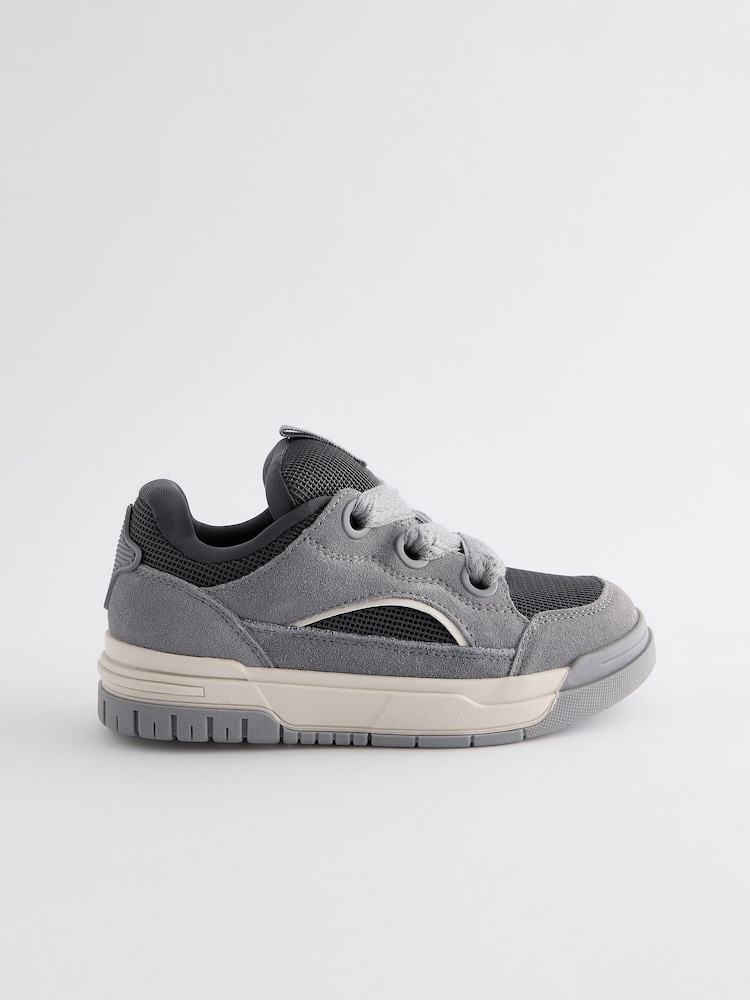 Grey Standard Fit (F) Chunky Lace Skate Trainers - Image 2 of 5