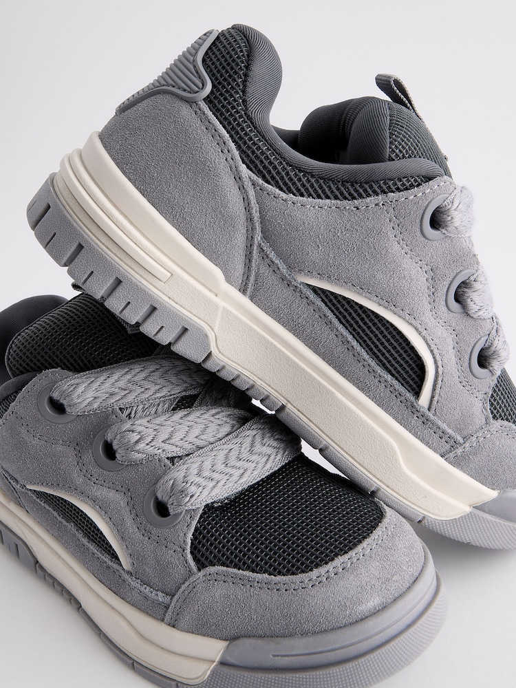 Grey Standard Fit (F) Chunky Lace Skate Trainers - Image 5 of 5