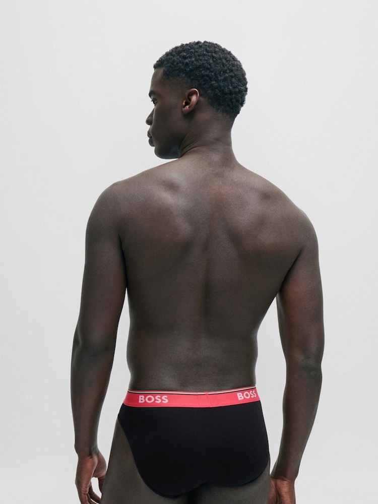 BOSS Black Stretch-Cotton Logo Waistband Boxer Briefs 3 Pack - Image 2 of 7 BOSS Black Stretch-Cotton Logo Waistband Boxer Briefs 3 Pack - Image 2 of 7