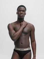 BOSS Black Stretch-Cotton Logo Waistband Boxer Briefs 3 Pack - Image 4 of 7