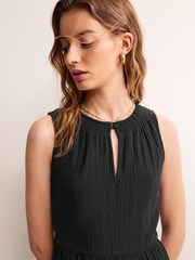 Boden Black 100% Cotton Double Cloth Maxi Tiered Dress - Image 2 of 5