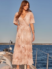 Sosandar Tiered Hem Wrap Jersey средних размеров платья - Image 2 of 5