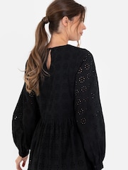 Long Sleeve Broderie Smock Dress - Image 4 of 5