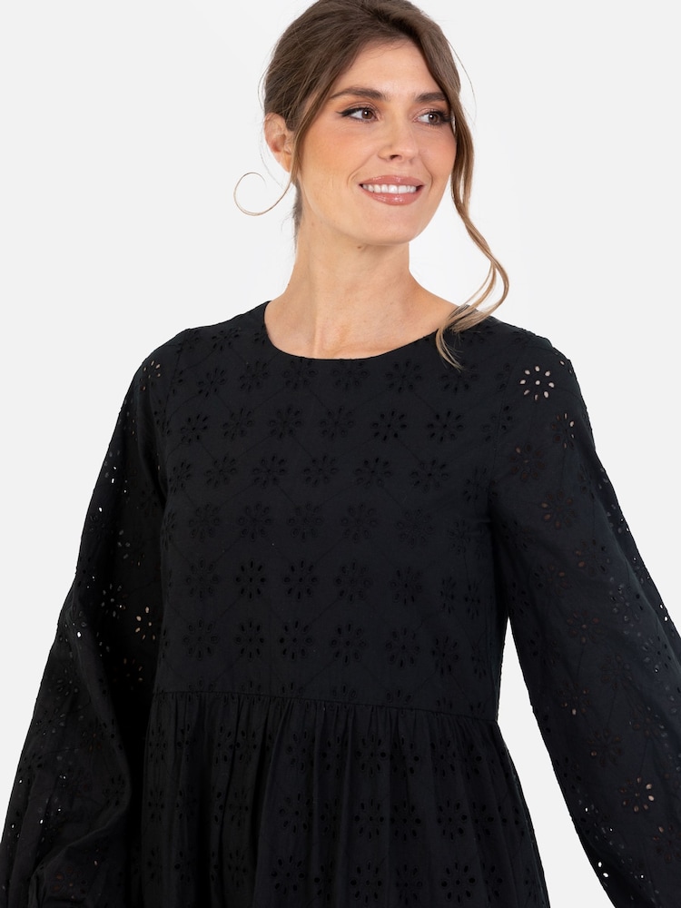Long Sleeve Broderie Smock Dress - Image 5 of 5