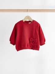 Red/White Bow Print Cosy Baby Sweatshirt And Leggings 2 Piece Set - Image 6 of 15