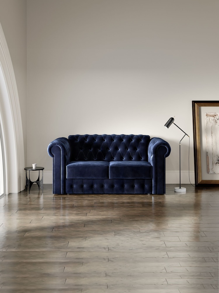 Jay-Be Luxe Velvet Royal Blue Chesterfield 2 Seater Sofa Bed - Image 1 of 6