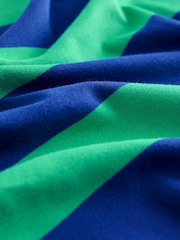 Blue/Green Stripe Oversized Relaxed Fit 100% Cotton Boxy Heavyweight Crew Neck T-Shirt - Image 6 of 6