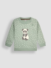 JoJo Maman Bébé Green Baby Panda Sweatshirt And Cosy Trousers Set - Image 2 of 5
