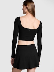 Victoria's Secret PINK Black Long Sleeve Cotton Corset Top - Image 2 of 3