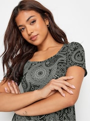 PixieGirl Petite Black Paisley Print Midi Smock Dress - Image 4 of 5