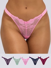 Boux Avenue Pink Fran High Leg Thong 5 Pack - Image 1 of 6