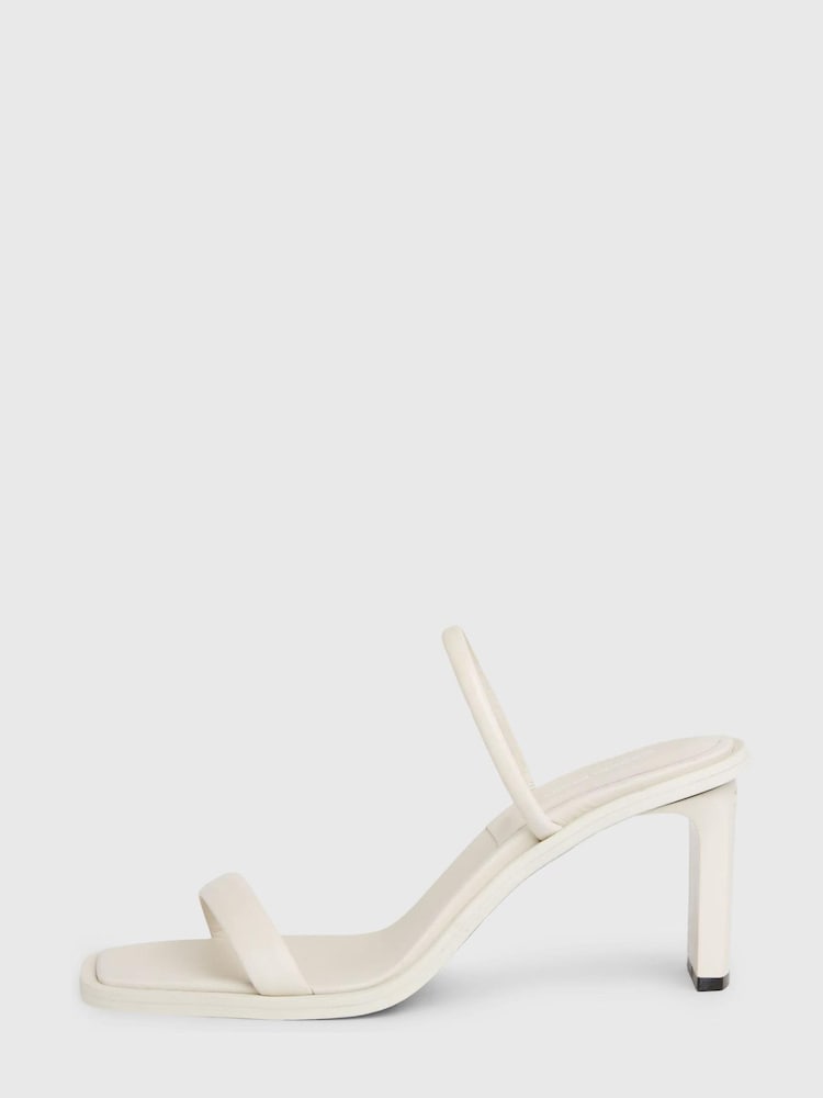 Calvin Klein White Leather Heel Mules - Image 2 of 6