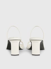 Calvin Klein White Leather Heel Mules - Image 6 of 6