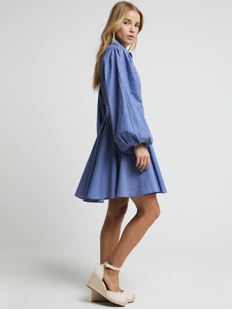 River Island Blue Stripe Batwing Shirt Mini Dress - Image 2 of 4