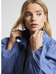 River Island Blue Stripe Batwing Shirt Mini Dress - Image 3 of 4