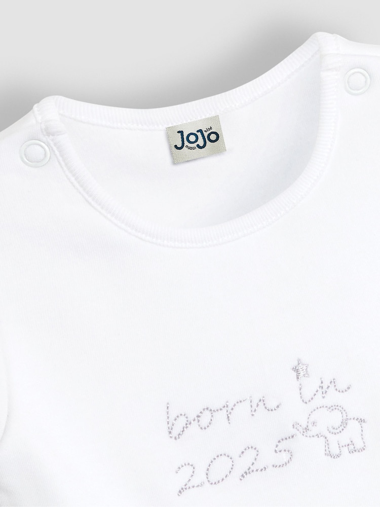 JoJo Maman Bébé White Born In 2025 Embroidered Body - Image 3 of 3