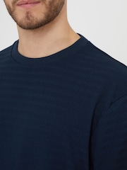 Threadbare Navy Relaxed Fit Textured T-Shirt - Image 4 of 4