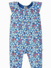 Frugi Blue Crinkle Jersey Floral Fun Print Playsuit - Image 1 of 1