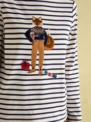 Joules Festive Harbour Multi/White Boat Neck Breton Top - Image 6 of 8