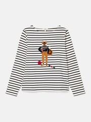 Joules Festive Harbour Multi/White Boat Neck Breton Top - Image 8 of 8