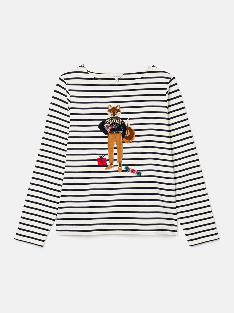Joules Festive Harbour Multi/White Boat Neck Breton Top - Image 8 of 8