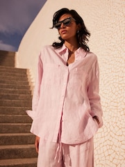 Mint Velvet Pink 100% Linen Long Sleeve Shirt - Image 2 of 4