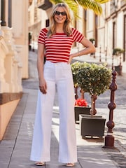 Sosandar White Wide Leg Pintuck Jeans - Image 4 of 5