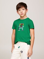 Tommy Hilfiger Green 100% Cotton Monogram T-Shirt - Image 1 of 6