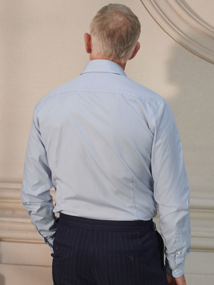 Bande bleue - Slim Fit (Slim Fit) - Chemise haut de gamme en coton à deux volets - Image 3 of 7