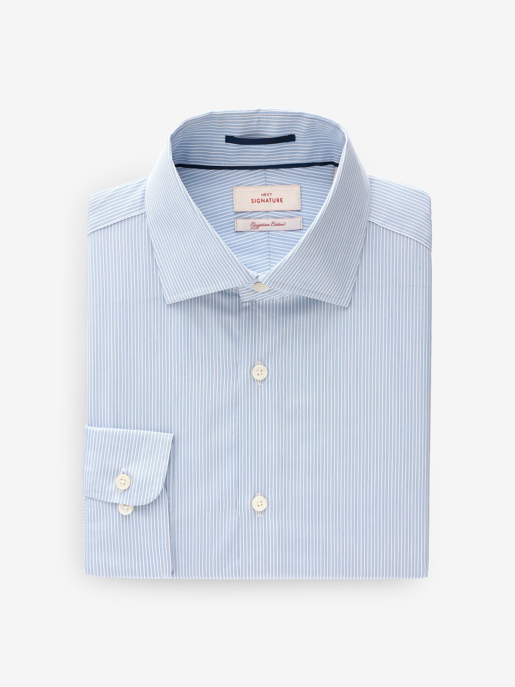 Buy Blue Stripe Slim Fit Premium Two-Fold Cotton Shirt from