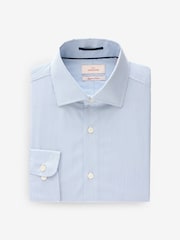 Blue Stripe Slim Fit Premium Two-Fold Cotton Shirt - Image 5 of 7
